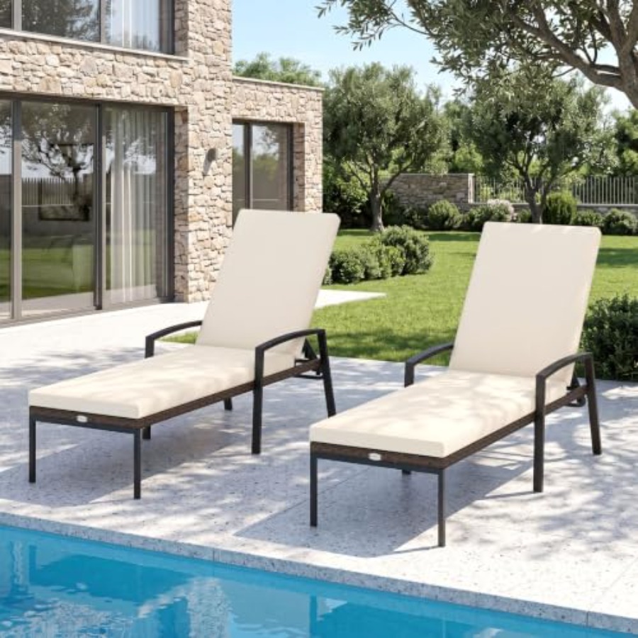 Outdoor Furniture Lounge Set - Outdoor patio furniture set: 2 rattan