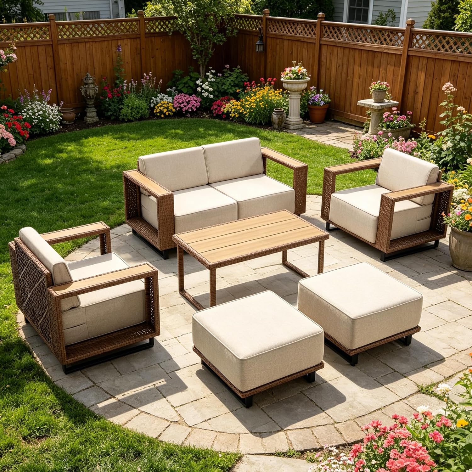 7 Pieces Outdoor Patio Furnitu - Outdoor Furniture Lounge Set recension och pris