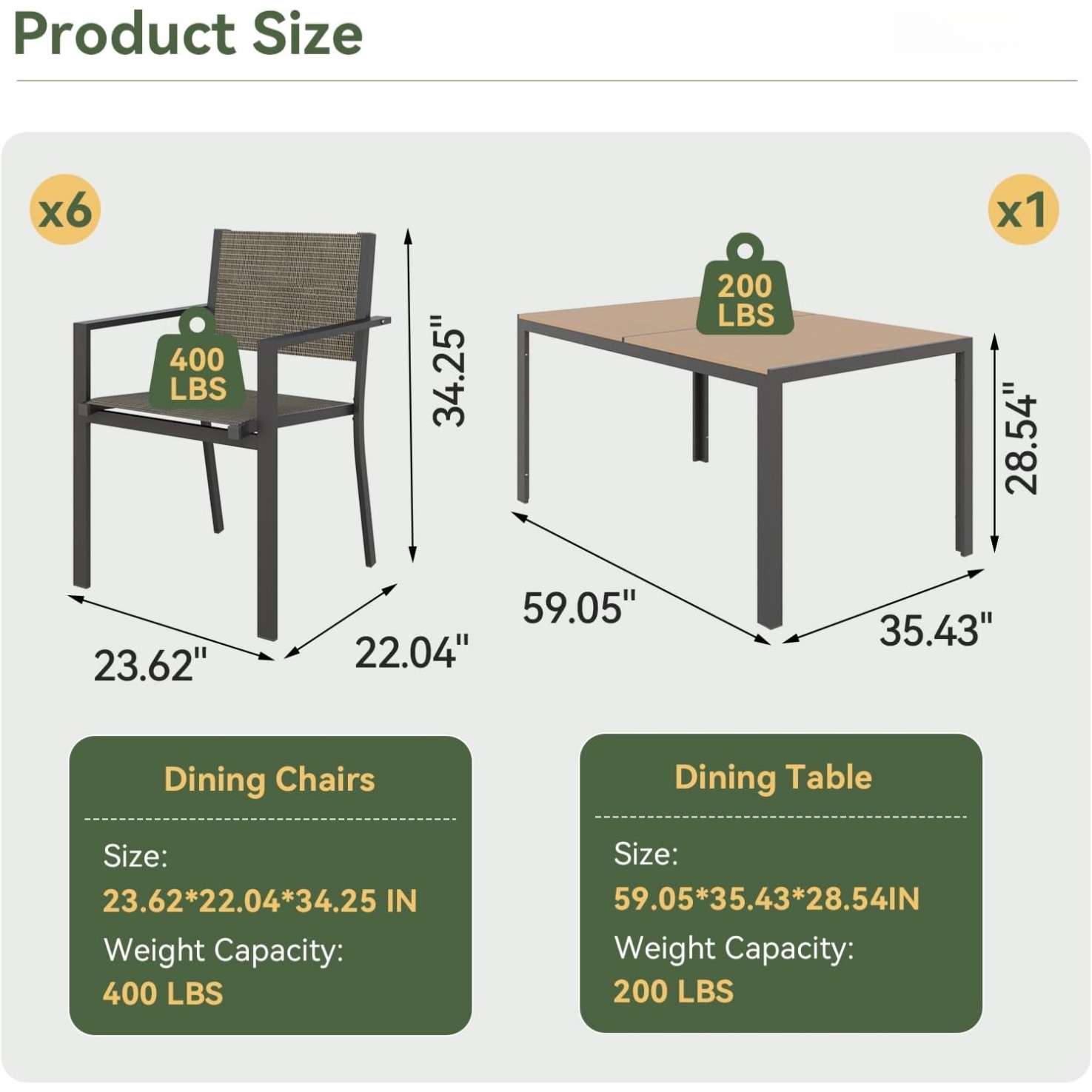 Aoxun 7 Piece Patio Dining Set - Outdoor Furniture Lounge Set recension och pris